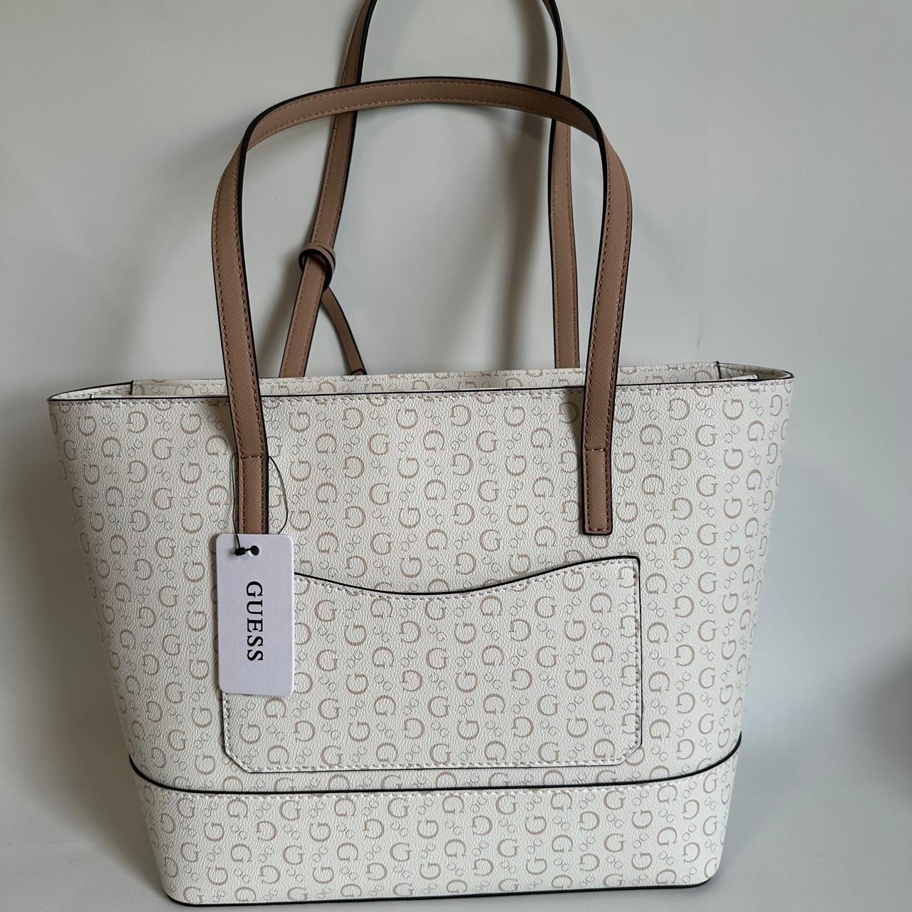 Bolsa Guess Tote – Monograma G Blanco/Taupe