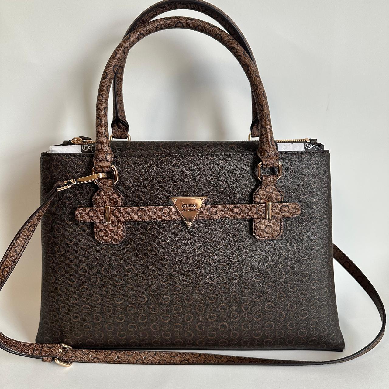 Bolsa Guess Satchel – Monograma G Café Oscuro