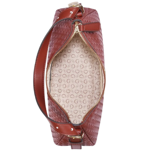 Bolso de Hombro GUESS Destiny – Piel Trenzada Burdeos