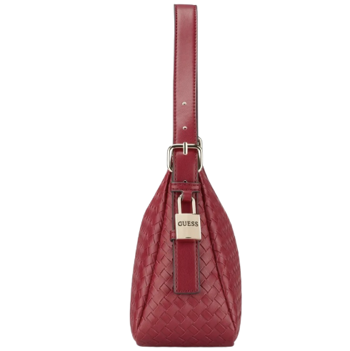 Bolso de Hombro GUESS Destiny – Piel Trenzada Burdeos