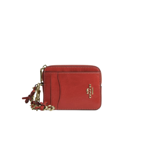 Coach Zip Card Case – Piel Rojo