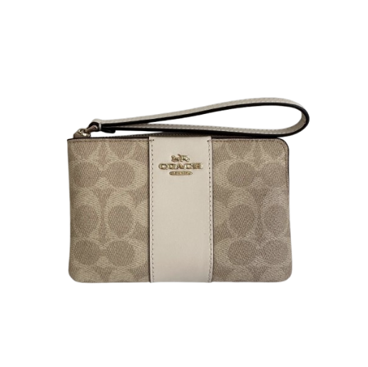 Cartera muñequera Coach - Canvas Sand/Chalk
