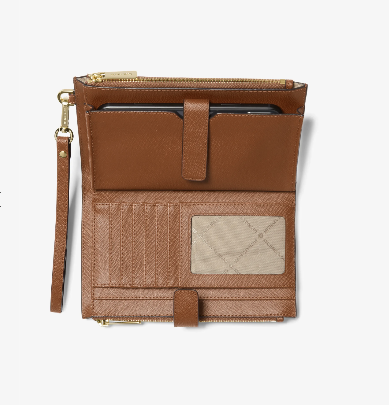 Cartera Michael Kors Jet Set Wristlet – Piel Saffiano Café