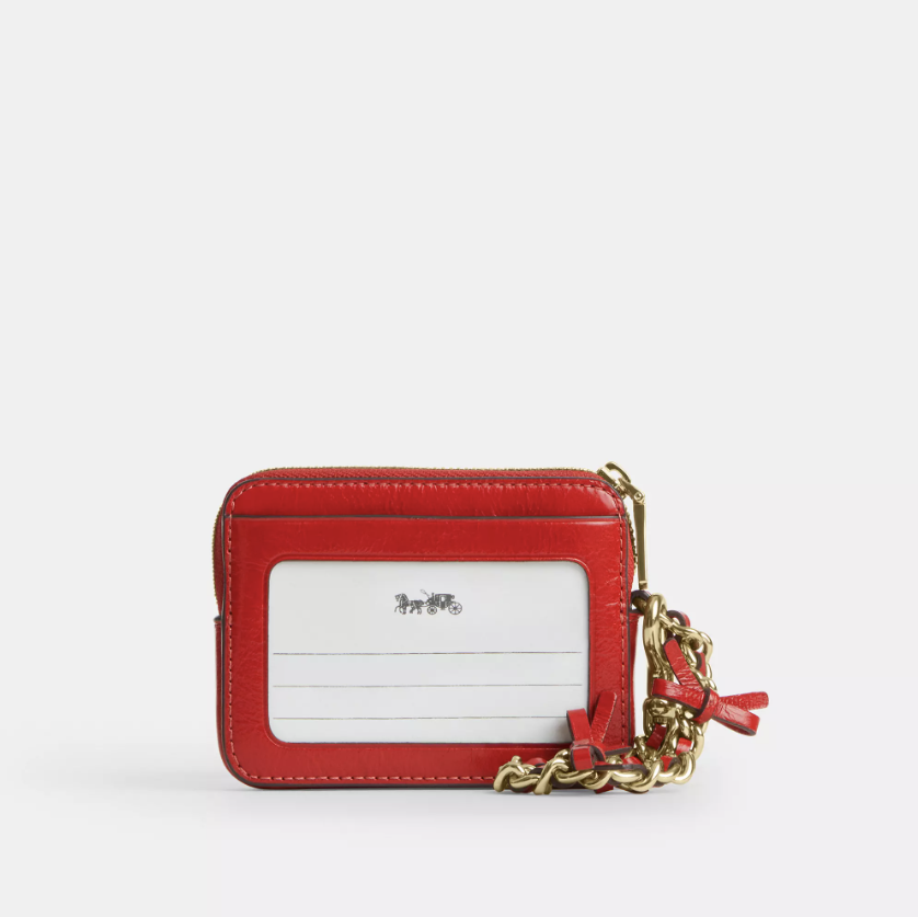 Coach Zip Card Case – Piel Rojo