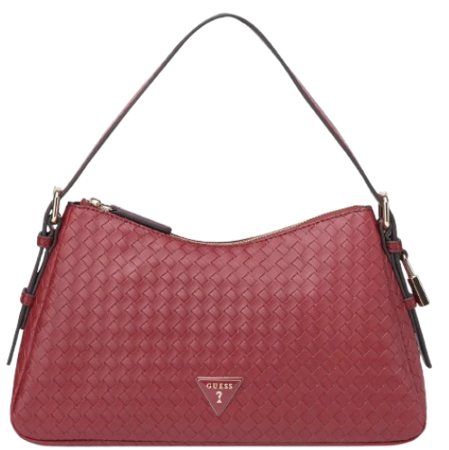 Bolso de Hombro GUESS Destiny – Piel Trenzada Burdeos