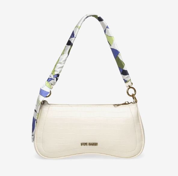 Bolso de Steve Madden – Textura Croco Crema con Asa Estampada