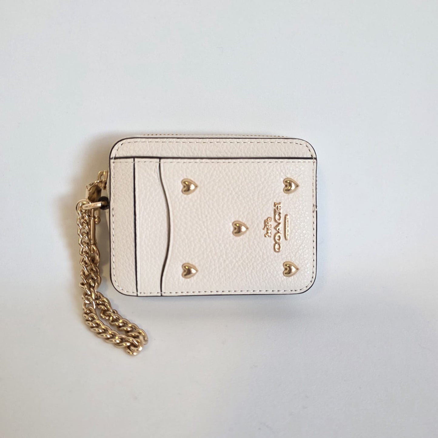 Tarjetero Coach – Piel  | Corazones Blanco Crema