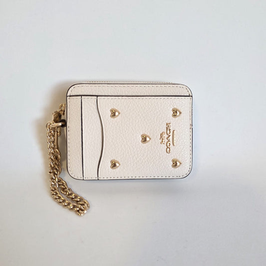 Tarjetero Coach – Piel  | Corazones Blanco Crema