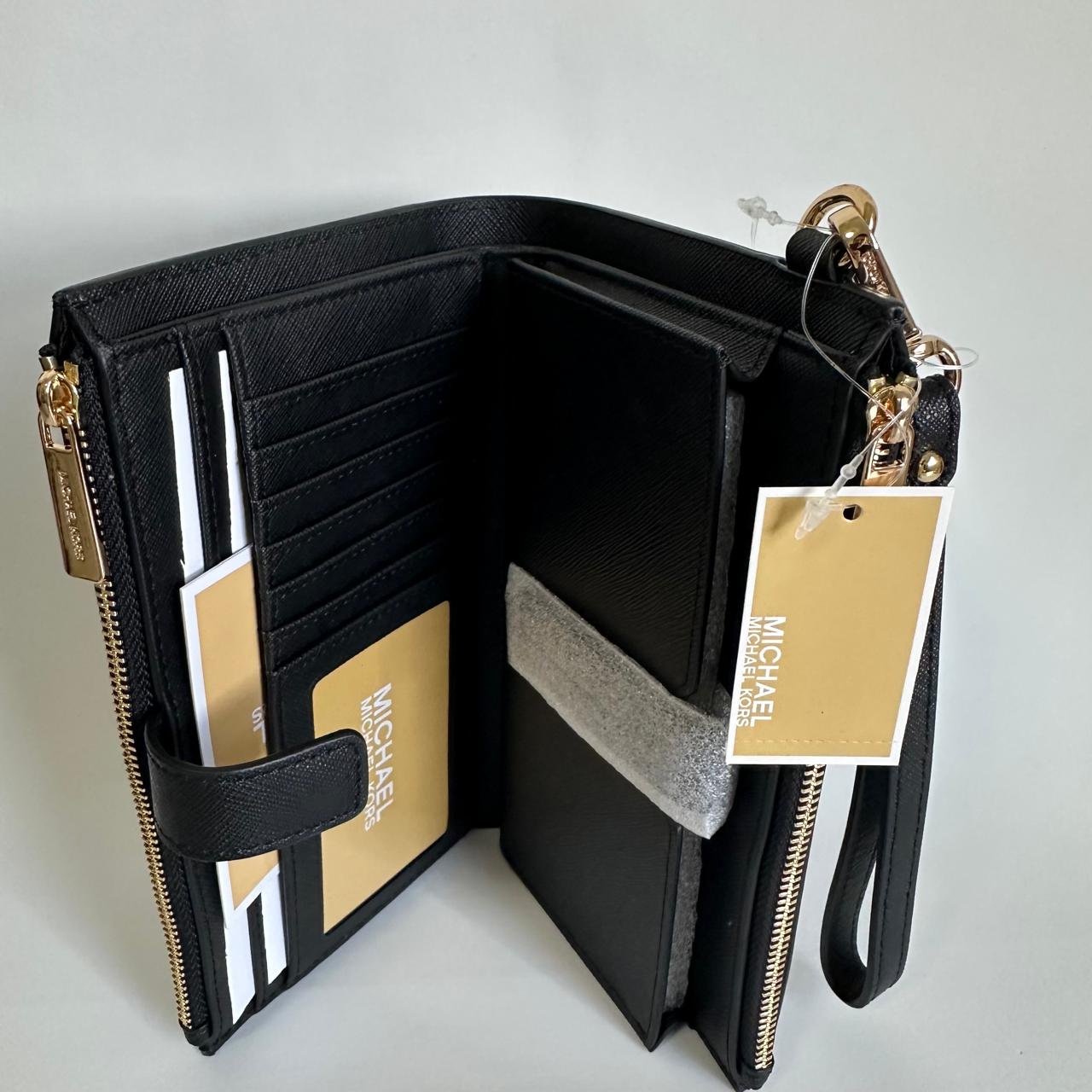 Michael Kors Double Zip Wristlet – Negro / Black Saffiano