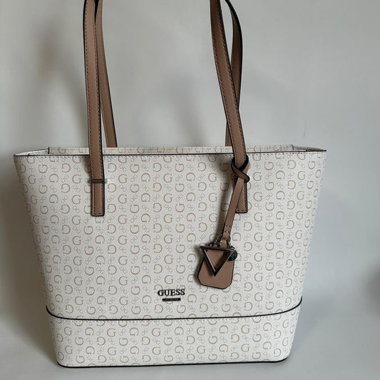 Bolsa Guess Tote – Monograma G Blanco/Taupe