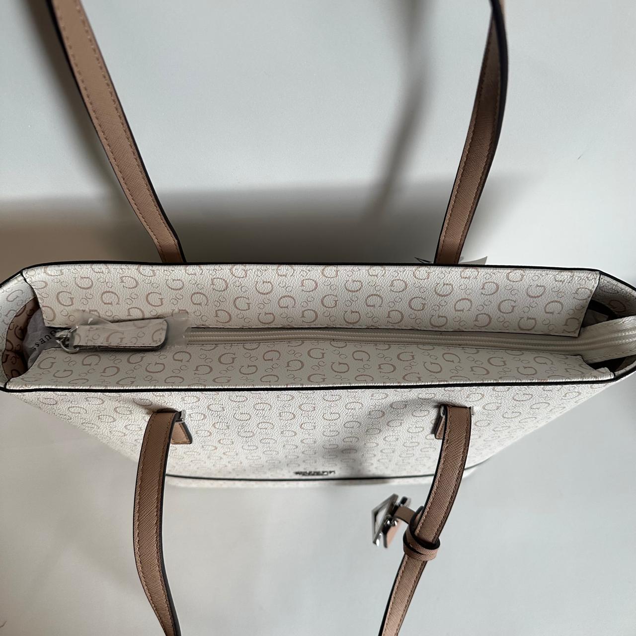 Bolsa Guess Tote – Monograma G Blanco/Taupe