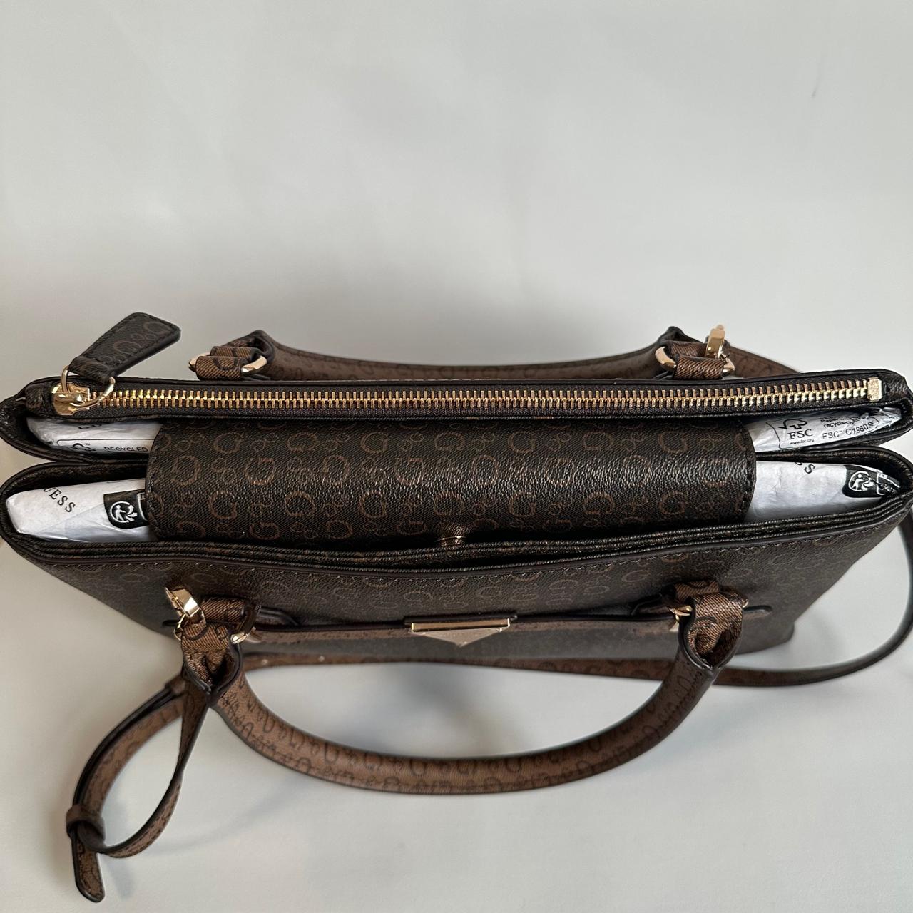 Bolsa Guess Satchel – Monograma G Café Oscuro