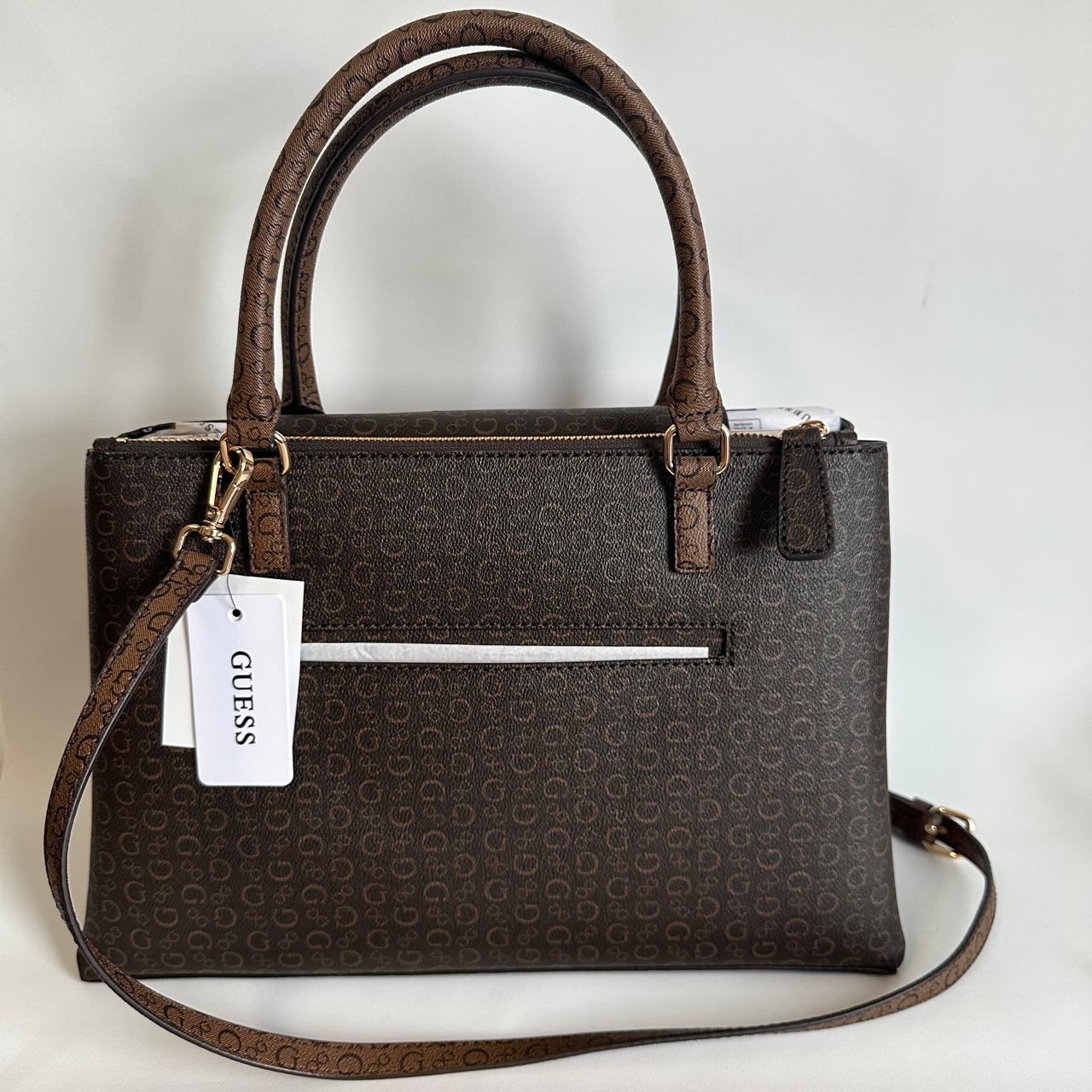 Bolsa Guess Satchel – Monograma G Café Oscuro
