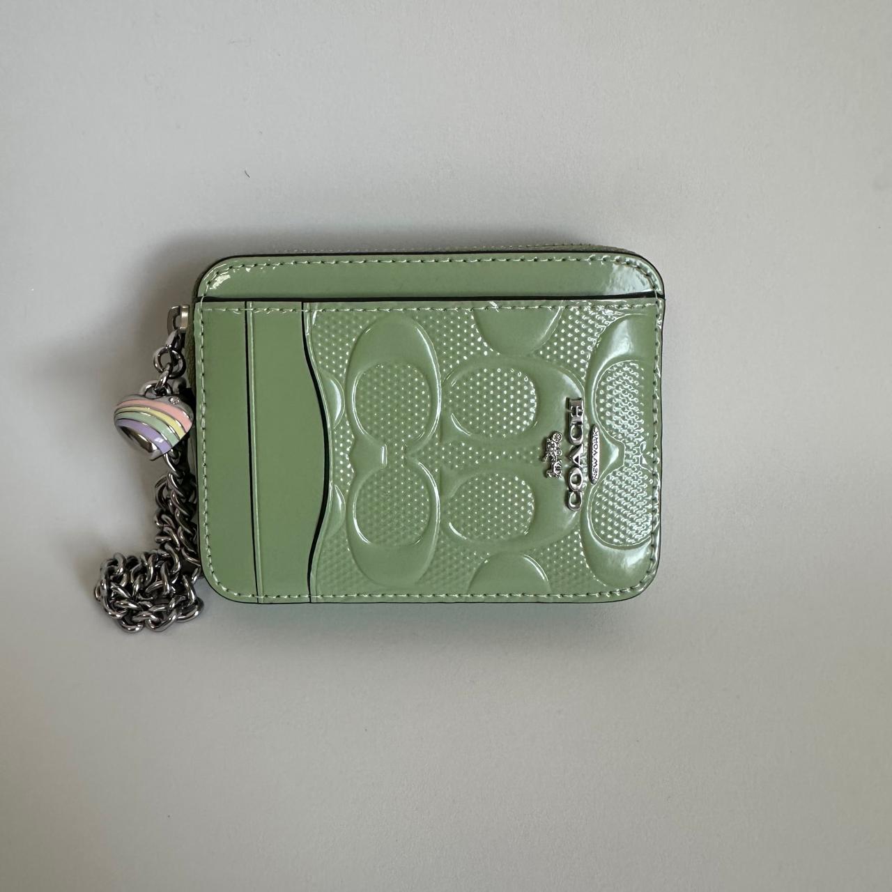 Coach Zip Card Case – Charol Verde Menta Signature