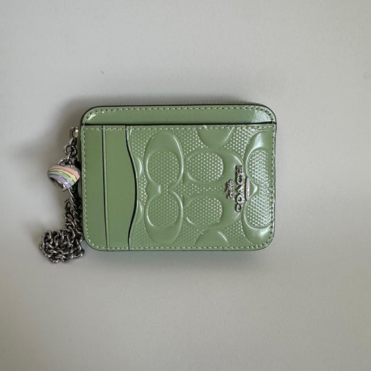Coach Zip Card Case – Charol Verde Menta Signature