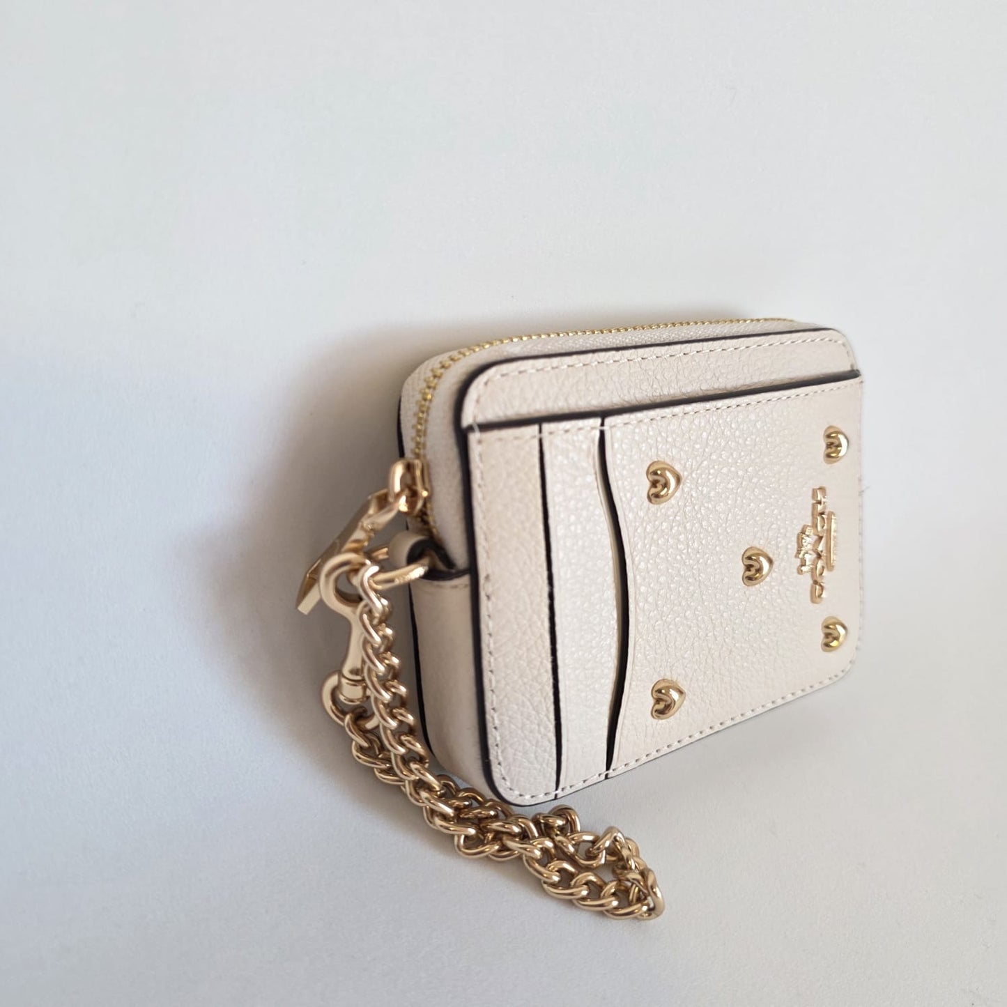 Tarjetero Coach – Piel  | Corazones Blanco Crema