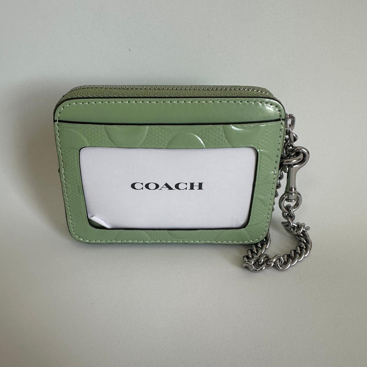 Coach Zip Card Case – Charol Verde Menta Signature